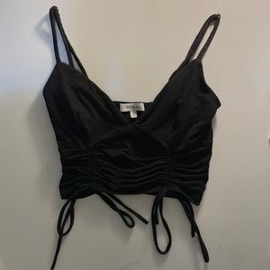 black tank top crop top spaghetti straps